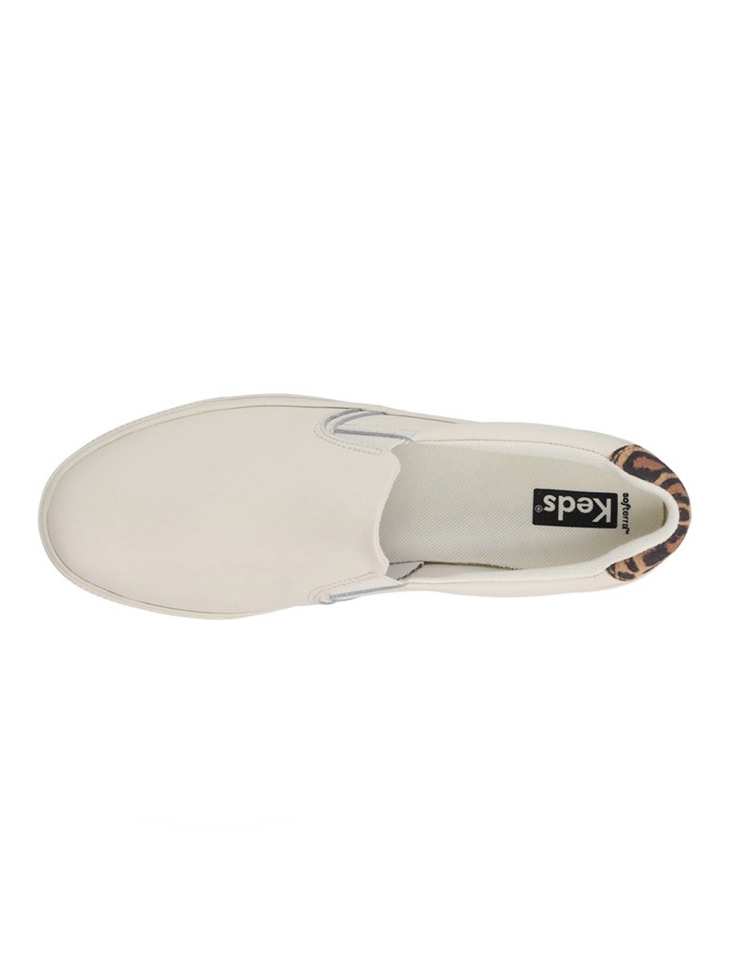 Keds Pursuit Slip-On Leather Sneaker In Classic White With Leopard Print. — image 6 of 8
